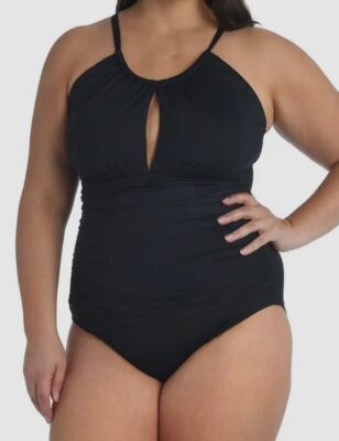 $115 La Blanca Women's Black Island Goddess One Piece Swimsuit Plus Size 16W