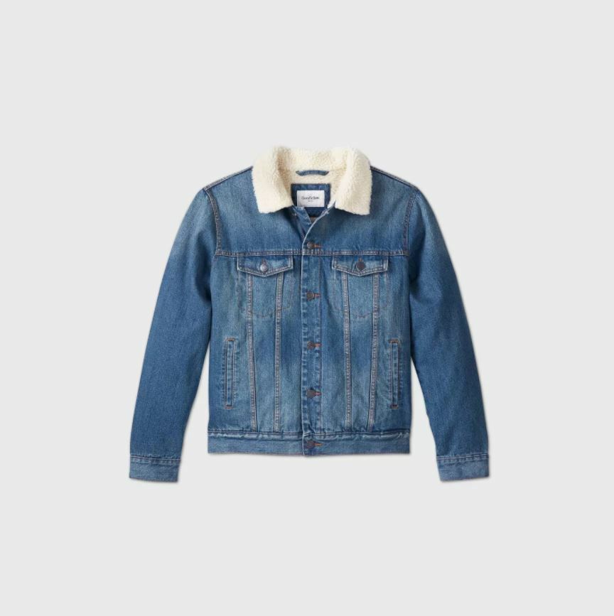 Men's Sherpa Lined Denim Trucker Jacket Goodfellow & Co XL