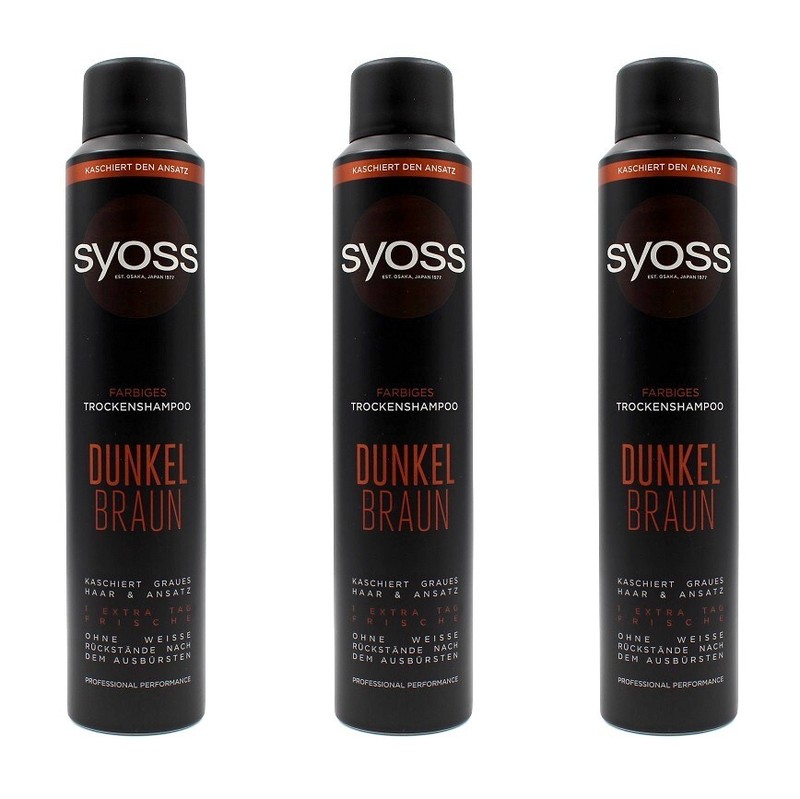 Syoss Farbiges Trockenshampoo Dunkelbraun , 3x200ml Ean4015100722284