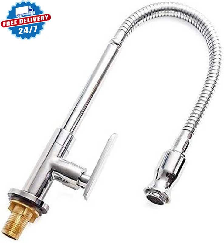 Single Lever Flexible Pull Out Kitchen Water Tap Sink Faucet Single Cold New...