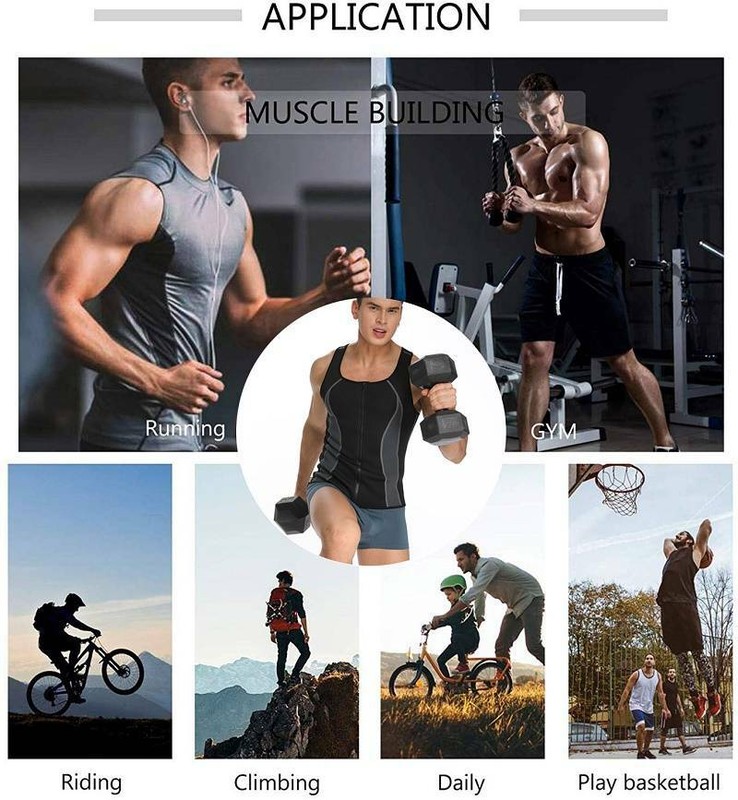 Men Neoprene Sauna Thermo Sweat Body Shaper Waist Trainer Fat Burner Vest Corset