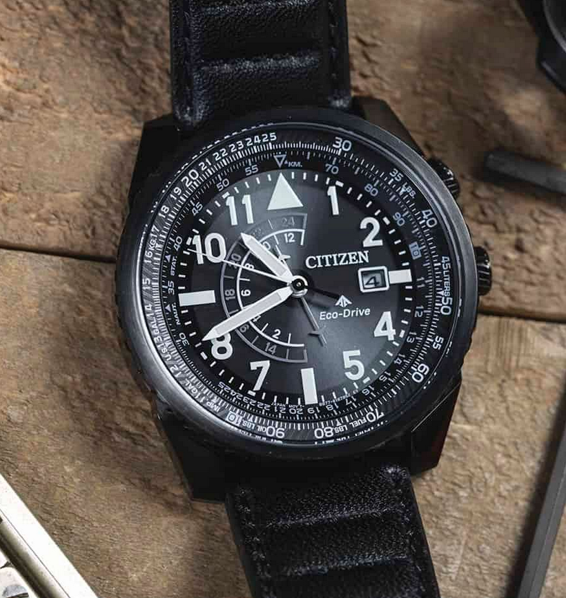 Pre-owned Citizen Promaster Nighthawk Black Dial Leather Men's Watch Bj7135-02e