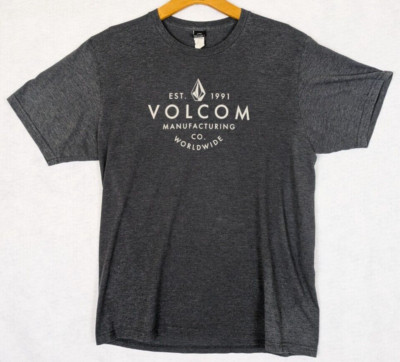 Volcom Shirt Men's L Gray Short Sleeve Crew Neck Graphic Print Knit Casual Tee