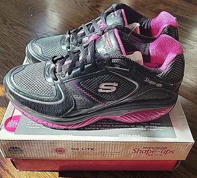 NIB Skechers Shape Ups S2 Lite Athletic Walking Shoes WOMENS 8.5 black/hot pink