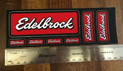 Edelbrock Sticker Sheet- 7 Stickers Decal Genuine US American Import 7.25" Width