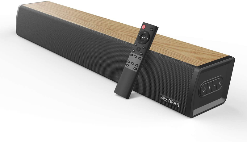 Sound Bar, BESTISAN 60 Watt Sound Bars for TV with Unique Oak Finish Design, 3 E