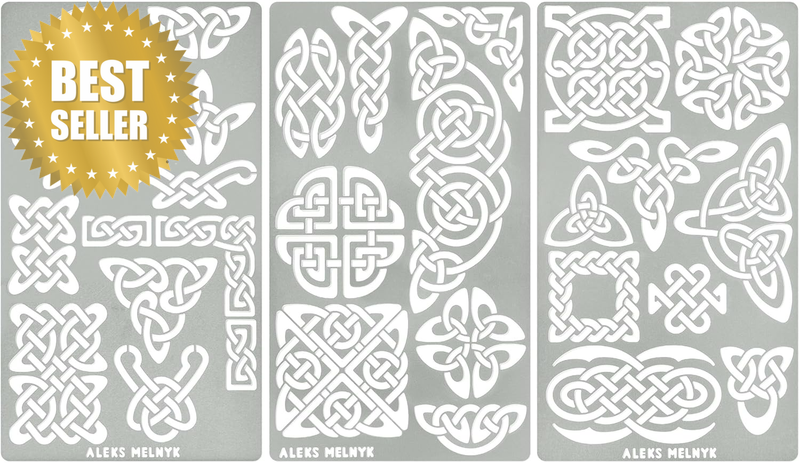 No.37 Metal Journal Stencils, Celtic Patterns, Wicca Stencil, Celtic Knot Stenci
