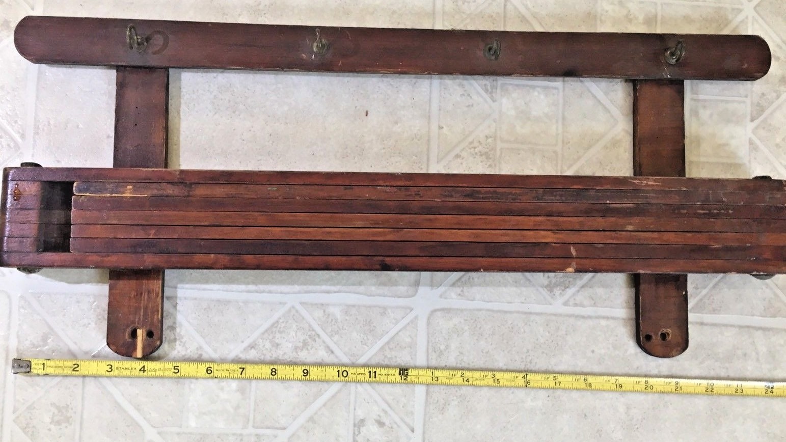 Clothes Drier Hanging Laundry Wood Drying Rack  Primitive Antique 10 arm