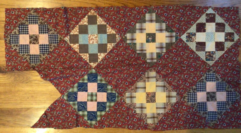 7 Antique Friendship Pattern Handstitched Quilt Blocks 8" x 8" 