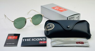 Ray-Ban Round Polished Gold Frame With Green Lenses RB3447N 001