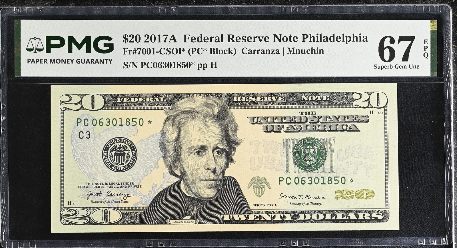 United States 20 Dollars USA 2017A P 546* Philadelphia Superb Gem UNC PMG 67 EPQ