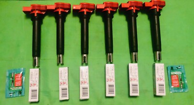 Bosh Ignition Coil + NGK Spark Plug VW Audi 3.0T Engine A6 A7 A8 S4 S5 Q5 Q7