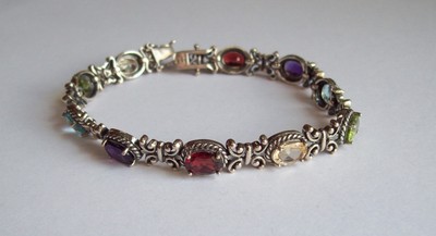 Sterling Silver Gemstone Bracelet by PAJ - Garnet, Peridot, Citrine Amethyst 925