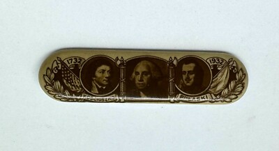 Vintage 1932 George Washington, Casimir Pulaski, and Tadeusz Kosciuszko pinback