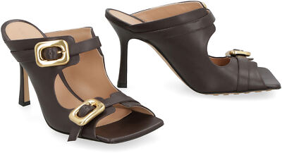Pre-owned Bottega Veneta Mule Stretch Buckle Sandals In Brown
