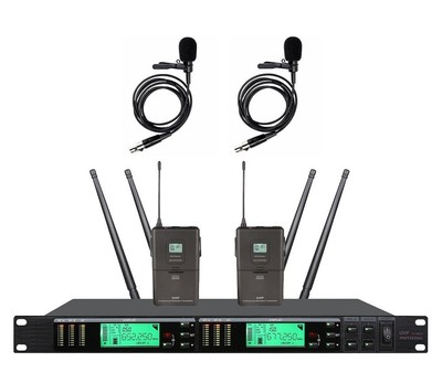 uhf Wireless Mic System Dual Lavalier 200 Channel For SM58 Stage Performance mic