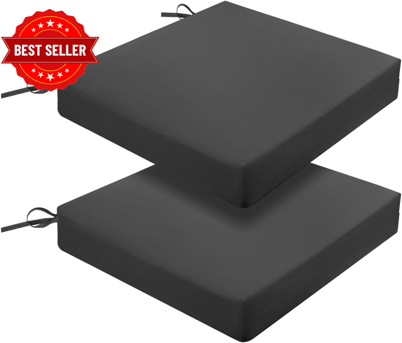2-Pack 48Cm Outdoor Chair Cushions, Foam Seat Pads, Light Grey