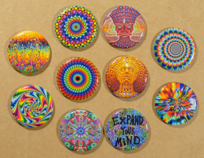 Psychedelic Art 1.25 Inch Buttons Set of 10 Pins Trippy expand your mind