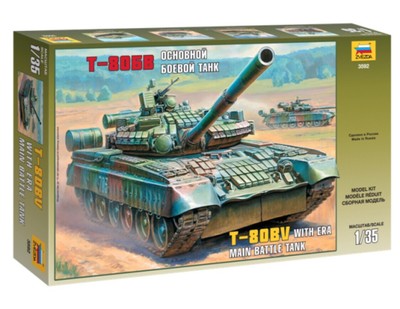 3592 Zvezda model kit russian T-80BV with era main battle tank scale 1/35