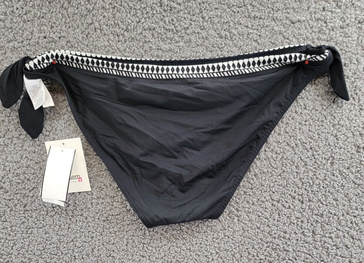 Lemlem Lucy Embroidered Trim Bikini Bottoms Women's L Black/White Tie Closure - Picture 12 of 16