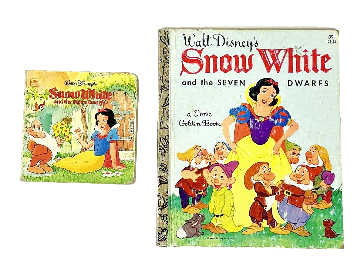 Walt Disney 2 Vintage Golden Snow White and the Seven Dwarfs Children's Books Walt Disney 2 Vintage Golden Snow White and the Seven Dwarfs Children's Books