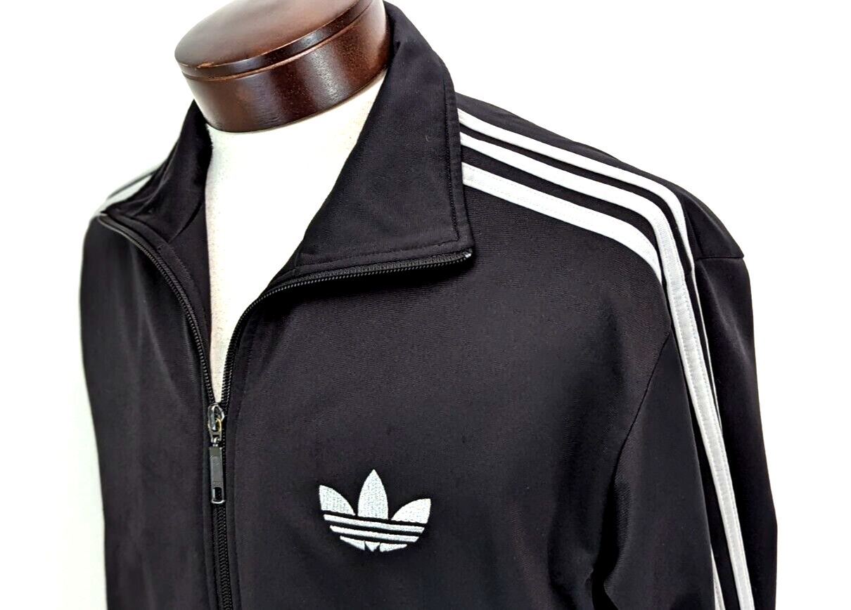 ADIDAS Men's Track Jacket Black Big Sewn Trefoil Silver 2008 ADIDAS Men's Track Jacket Black Big Sewn Trefoil Silver 2008