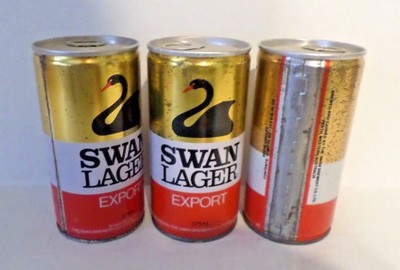 Vintage Lot of 3 Diff Swan Lager Export Australia Steel Beer Cans