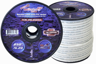 Audiopipe 16 Gauge 250 Feet Tin Copper Marine Grade Duplex Wire With White PVC