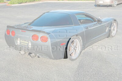 EOS Extended GLOSSY BLACK Rear Rock Guards Mud Flap Pair For 97-04 Corvette C5