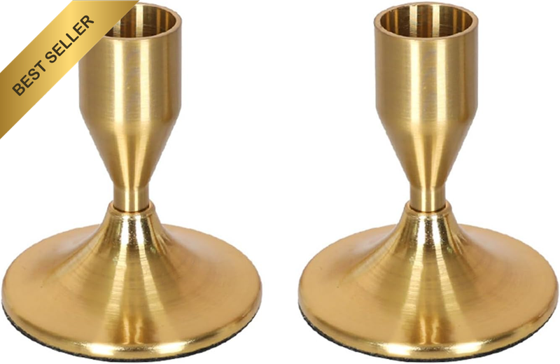 2 Pcs Gold Metal Candlestick Holder Table Centerpiece Wedding Xmas