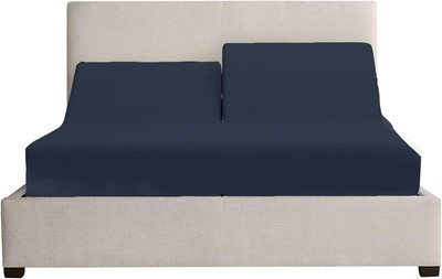 Split Top King Sheets Sets for Adjustable Flex Head 34'' Down, Navy Blue 