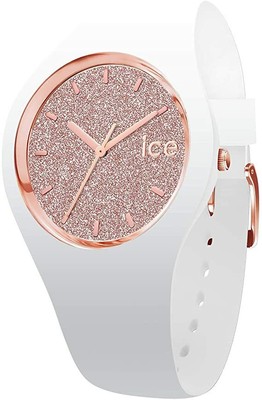 Ice-Watch Damenuhr Ice Glitter Armbanduhr Glamour Silikonband weiß/rosè ohne OVP