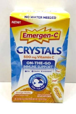 NEW Emergen-C Crystals 500 MG Vitamin C On-The-Go Immune Support Orange 05/2025