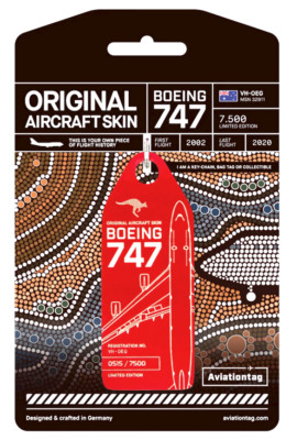 Aviationtag QANTAS B747-400 VH-OEG - RED -  TAG Nummer wählbar