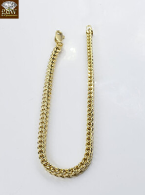 Pre-owned Globatwatches10! 10k Yellow Gold Franco Bracelet 4mm 8" Inch Men Women Rope Cuban Link Real Gold