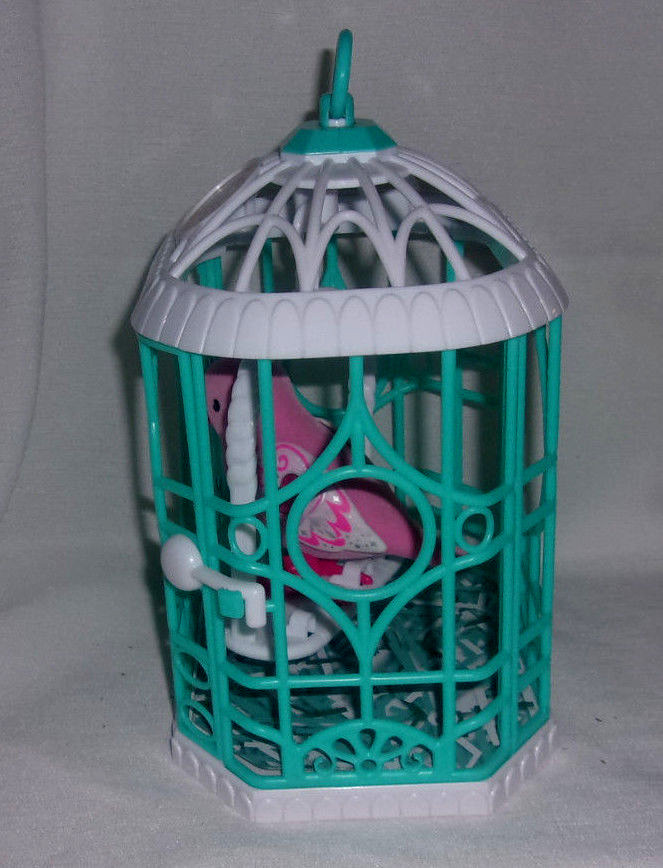 Little Live Pets Pink Bird White Aqua Cage Swing Nice