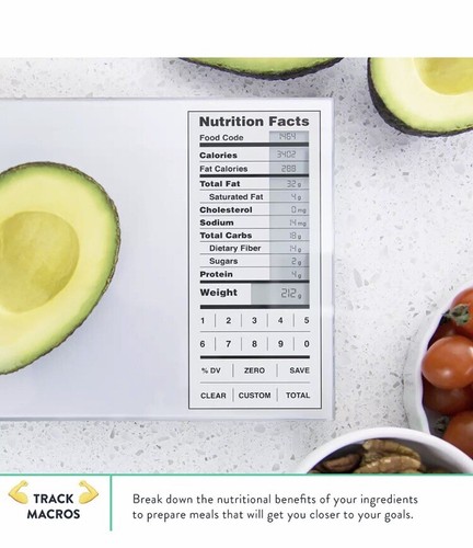 NEW Greater Goods Nourish Digital Kitchen Food Scale Portions Nutritional Facts