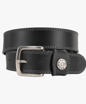 Browning Leather Slug Belt Men's Size 44 Rugged Casual Black
