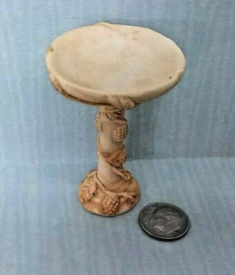 Dollhouse Miniature Fairy Garden Decorative Bird Bath Tan Antiqued 1:12 scale 