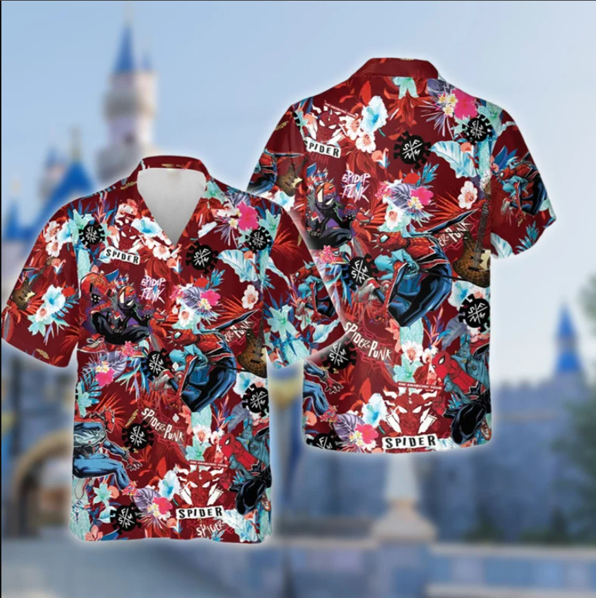 Spider Punk Man Spider Man Across The Spider Verse Floral 3D HAWAII SHIRT