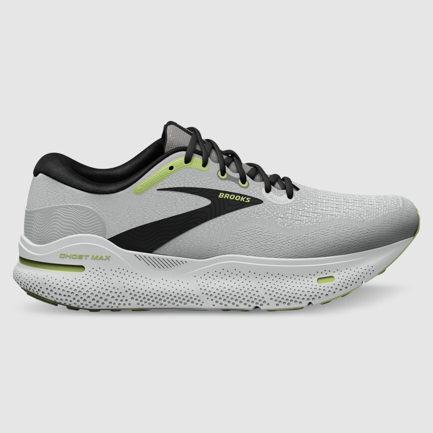 Мужские кроссовки Brooks Ghost Max Серый/Черный/ Ярко-зеленый Размер 8-13
