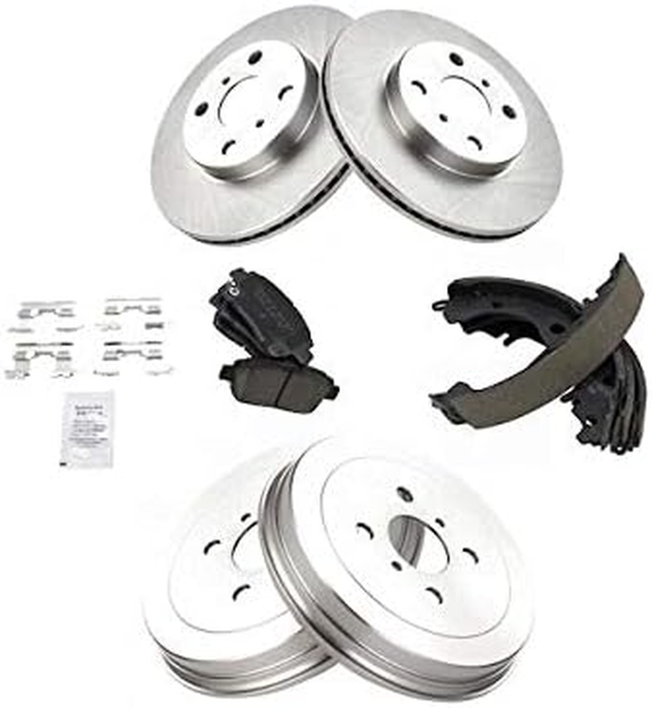 Front Rear Ceramic Brake Pads Rotor Shoe Drum Kit 4 Lug for 2004-2006 Scion XA