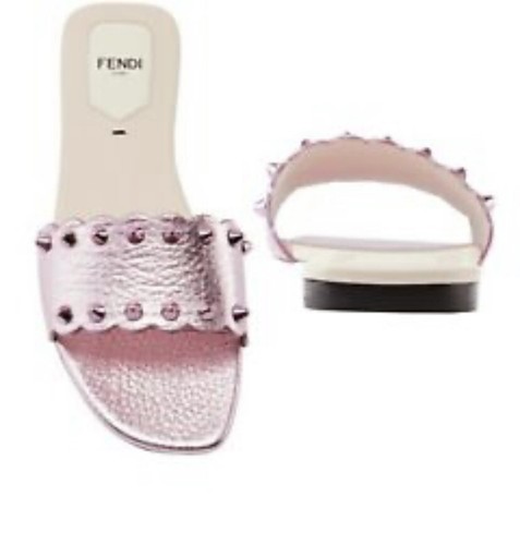 Fendi pink metallic studded sandal 37 | eBay