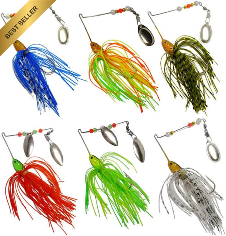 6Pcs Various Fishing Lure Spinnerbait,Bass Trout Salmon Hard Metal Spinner Baits