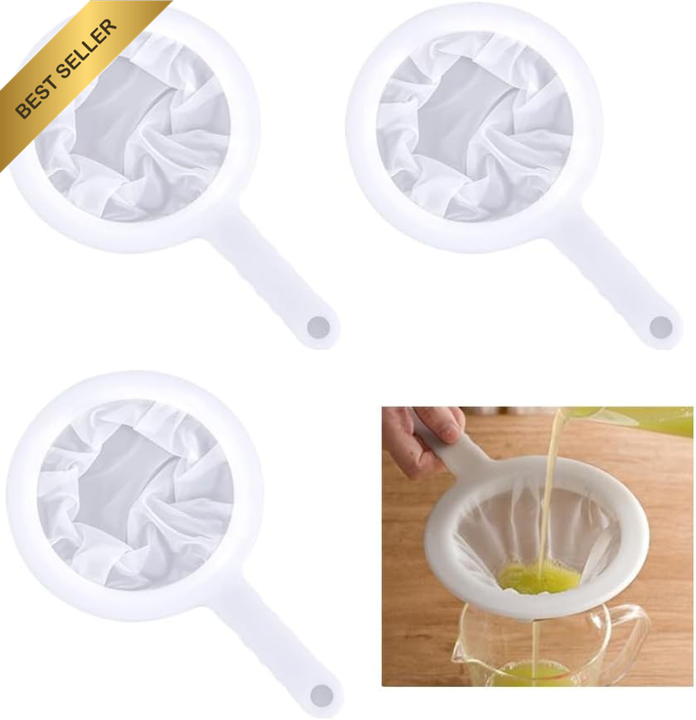Dual-Mesh Baby Brine Shrimp Sieve Set,  3 Pcs Fine Mesh Strainers Nylon Sieves,