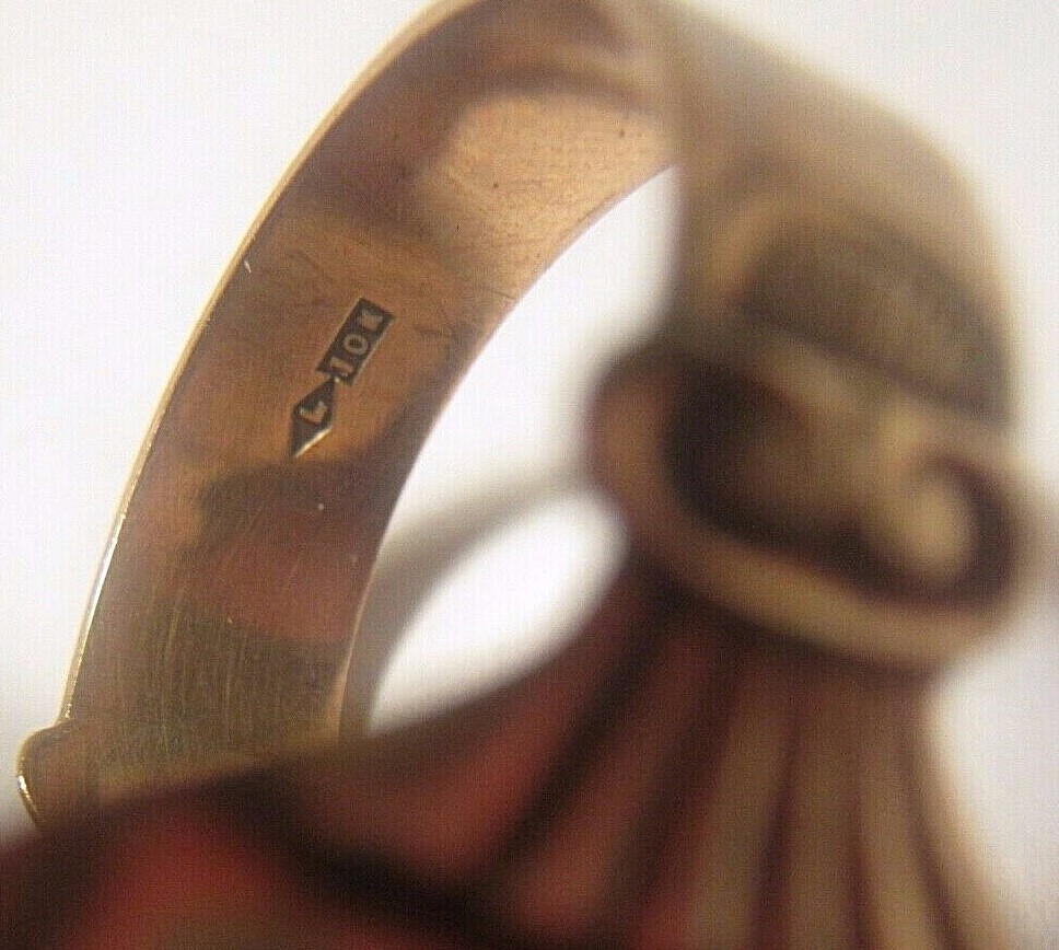 Antique VTG Art Deco Exotic Big 10K Onyx N Signet Monogram Estate Ring Sz.9