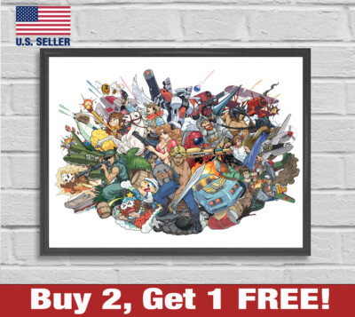 Capcom Arcade Classics Poster 18'' x 24'' Print Game Room Wall Art Retro 80s 90s