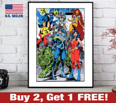 Teen Titans Poster 18'' x 24'' Print Retro 80s DC Comics Nightwing Raven Cyborg