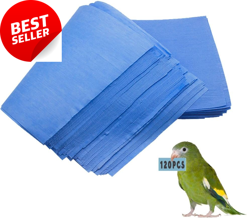 120x Bird Cage Liners 11x17in Disposable Absorbent Paper Tray Mats Parrot Blue