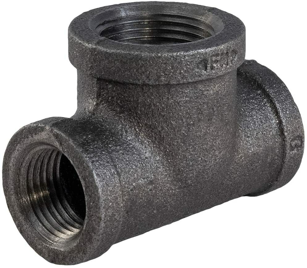 Black Malleable Bull Head Tee Fitting with Female Threaded Connections